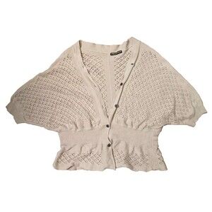 Frapbois Crochet Button Cardigan Sm 100% Cotton Balletcore Boho Cottage Peasant